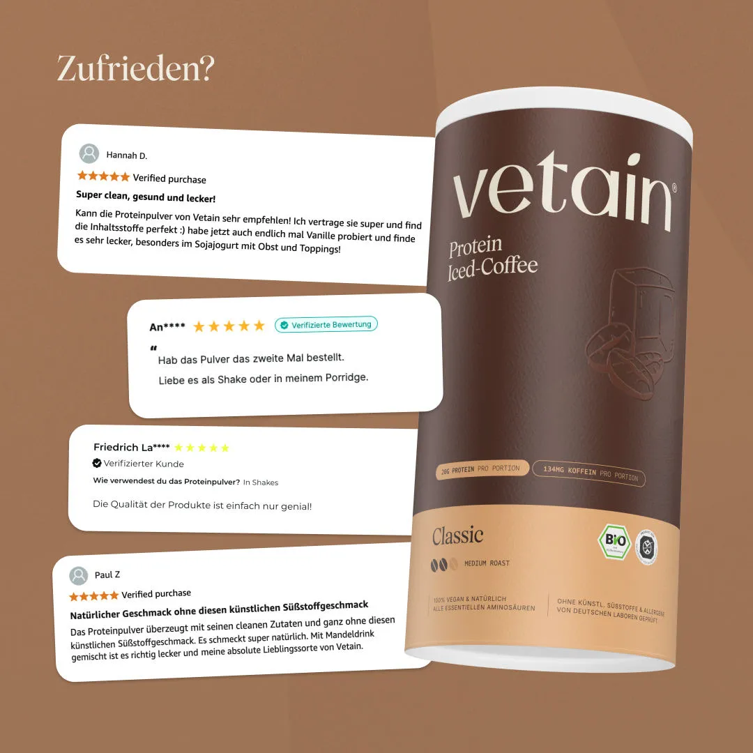 Vetain Vegan Protein Iced Coffee Bio 540g Kaffee-Geschmack