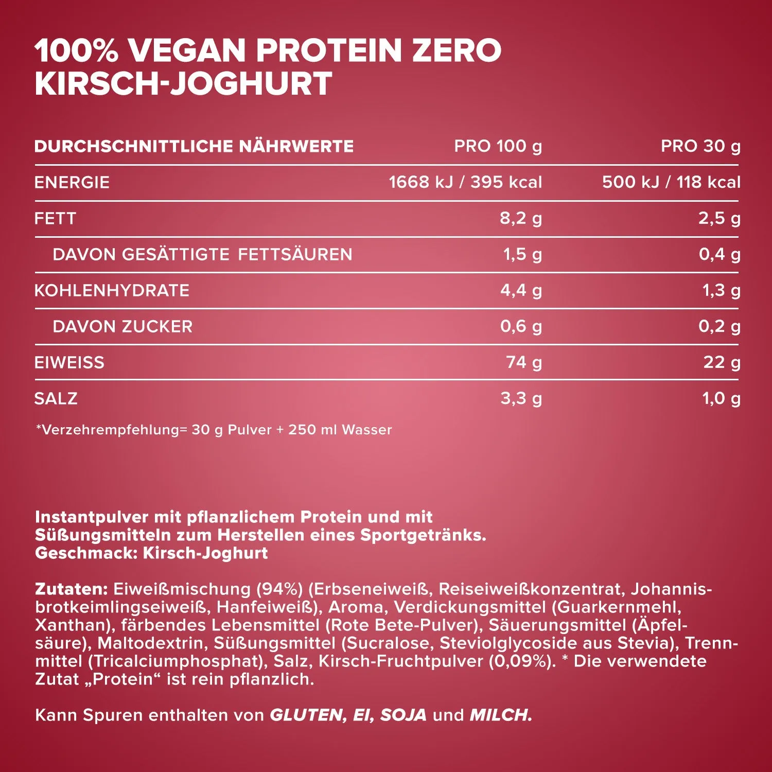 IronMaxx 100% Vegan Protein Zero 500g Cherry Joghurt