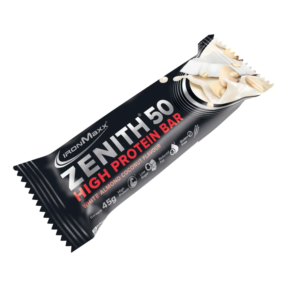 IronMaxx Zenith 50 White Almond Coconut Crisp Proteinriegel 45g 23g Protein