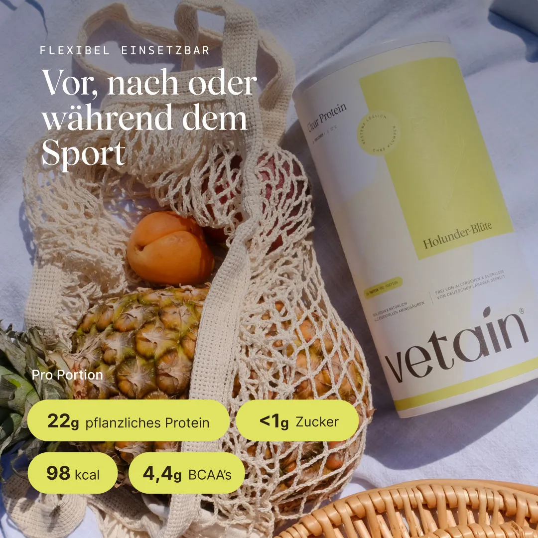 VETAIN Vegan Clear Protein Holunderblüte 480g pflanzlich