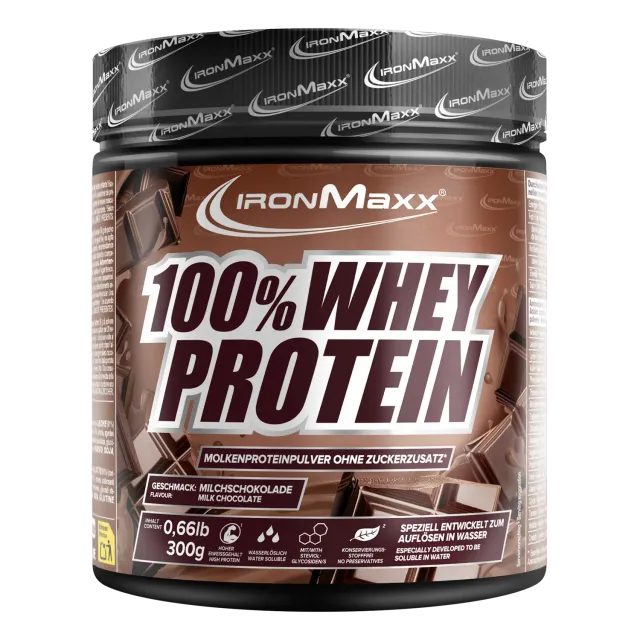 IronMaxx 100% Whey Protein Pulver Milchschokolade 300g zuckerfrei