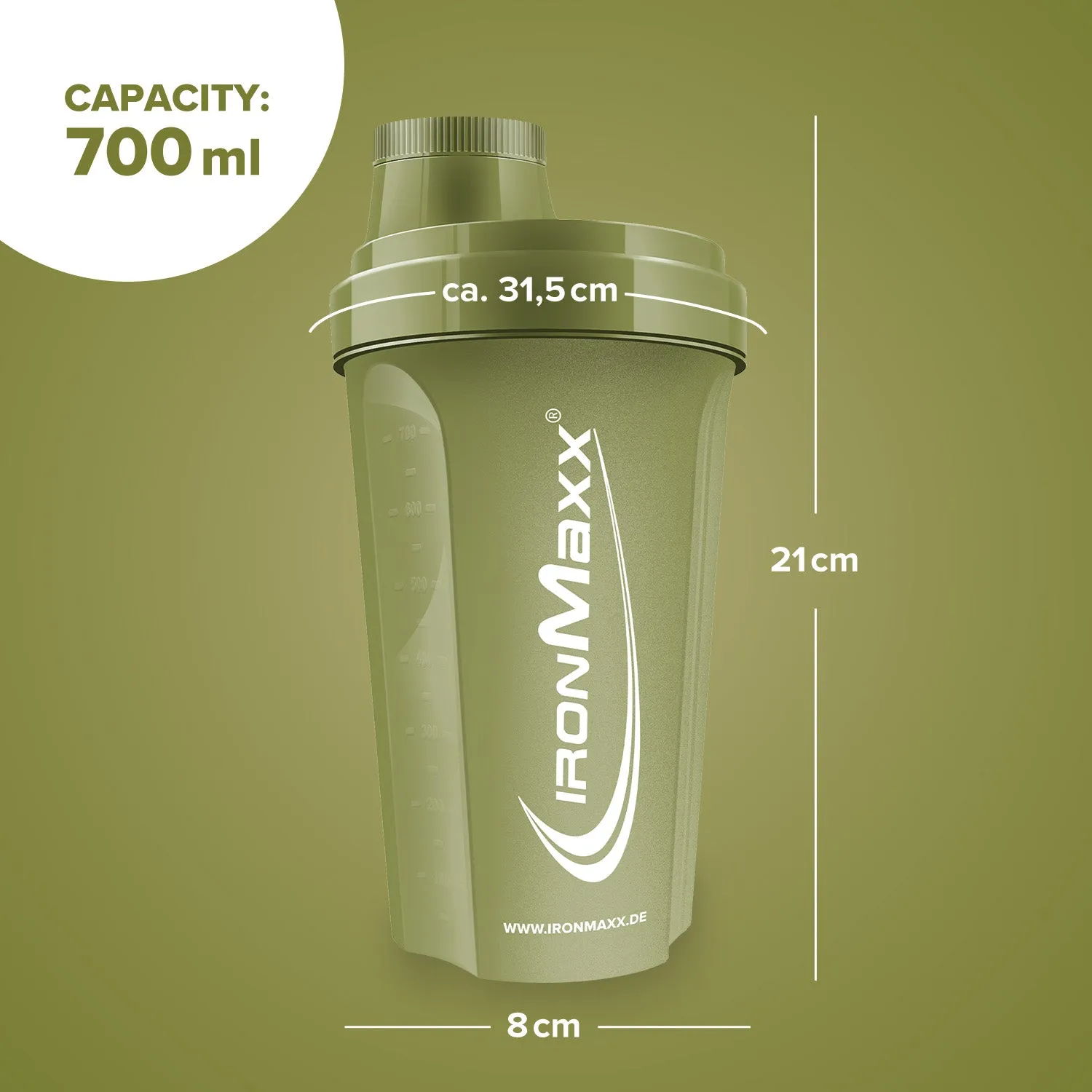IronMaxx Shaker 700ml Navy Green mit Sieb