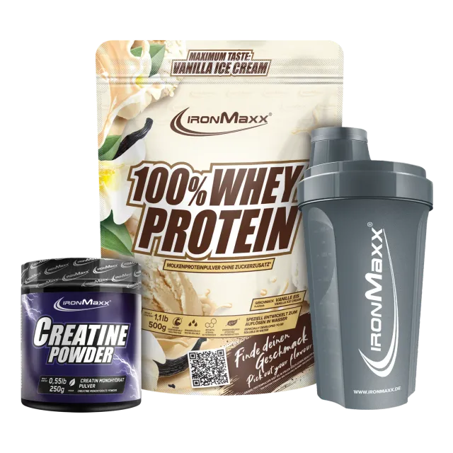 IronMaxx Gym Starter Bundle Whey Creatin Shaker Set
