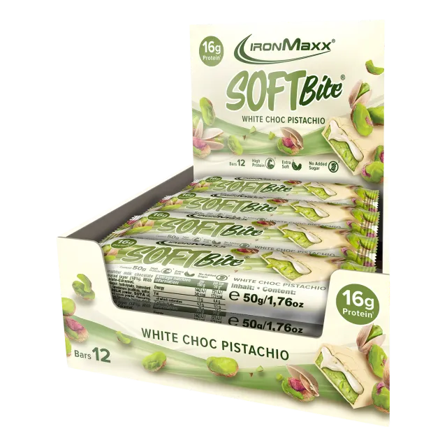 IronMaxx Softbite Proteinriegel 12x50g White Choc Pistazie