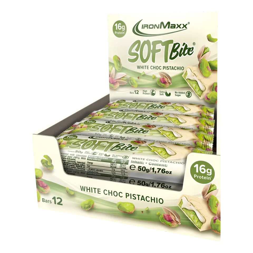 IronMaxx Softbite Proteinriegel 12x50g White Choc Pistazie