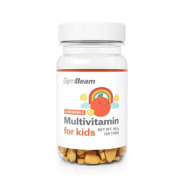 GymBeam Multivitamin Kinder Kautabletten 120 Tabs mit Kurkuma