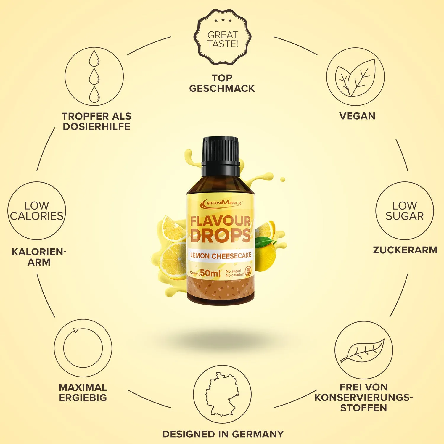 IronMaxx Flavour Drops Lemon-Cheesecake 50 ml vegan
