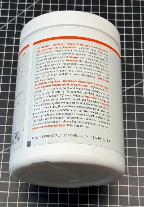 GymBeam L-Arginin + Ornithin 420 g Grüner Apfel