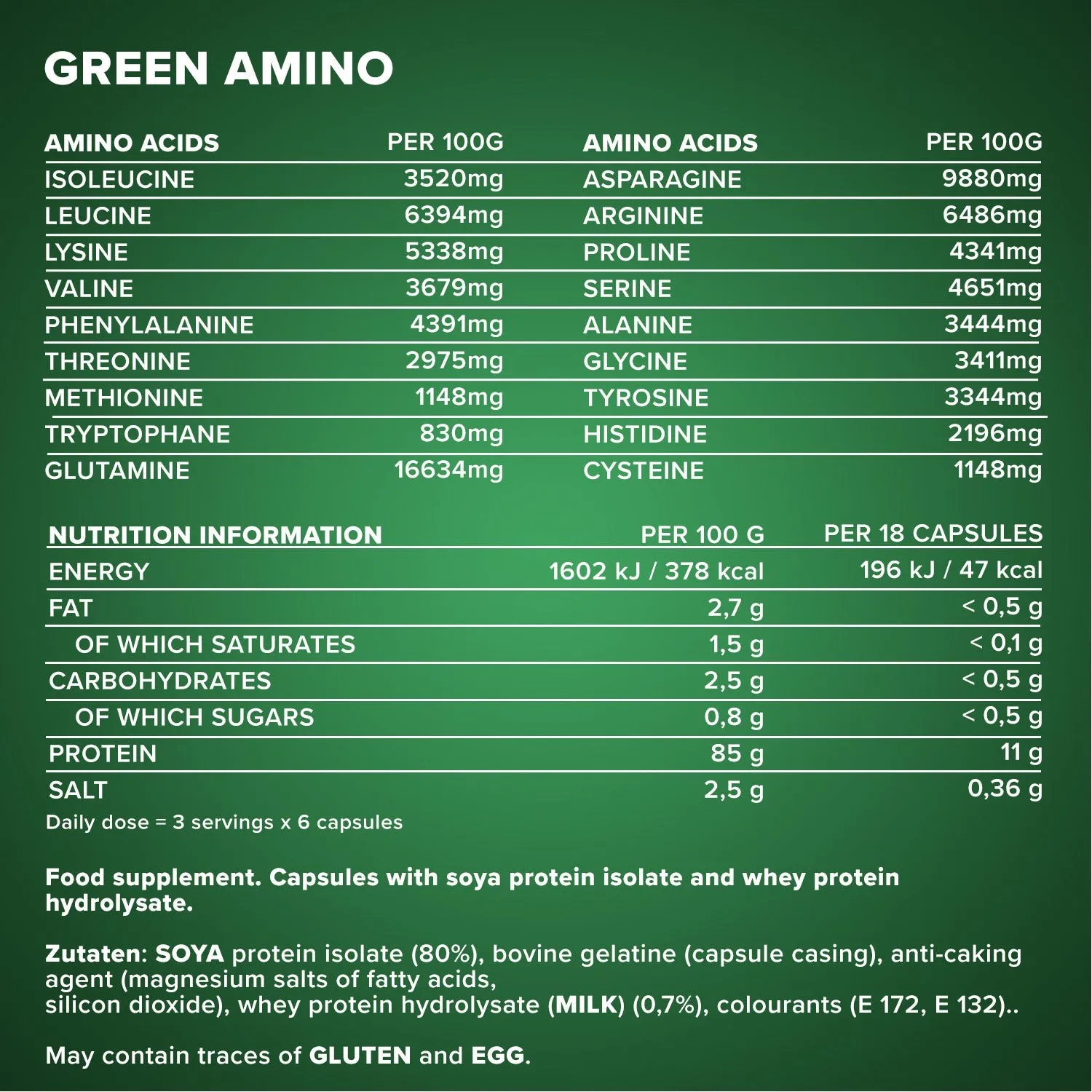 IronMaxx Green Amino EAA Kapseln 300 Caps vegan?