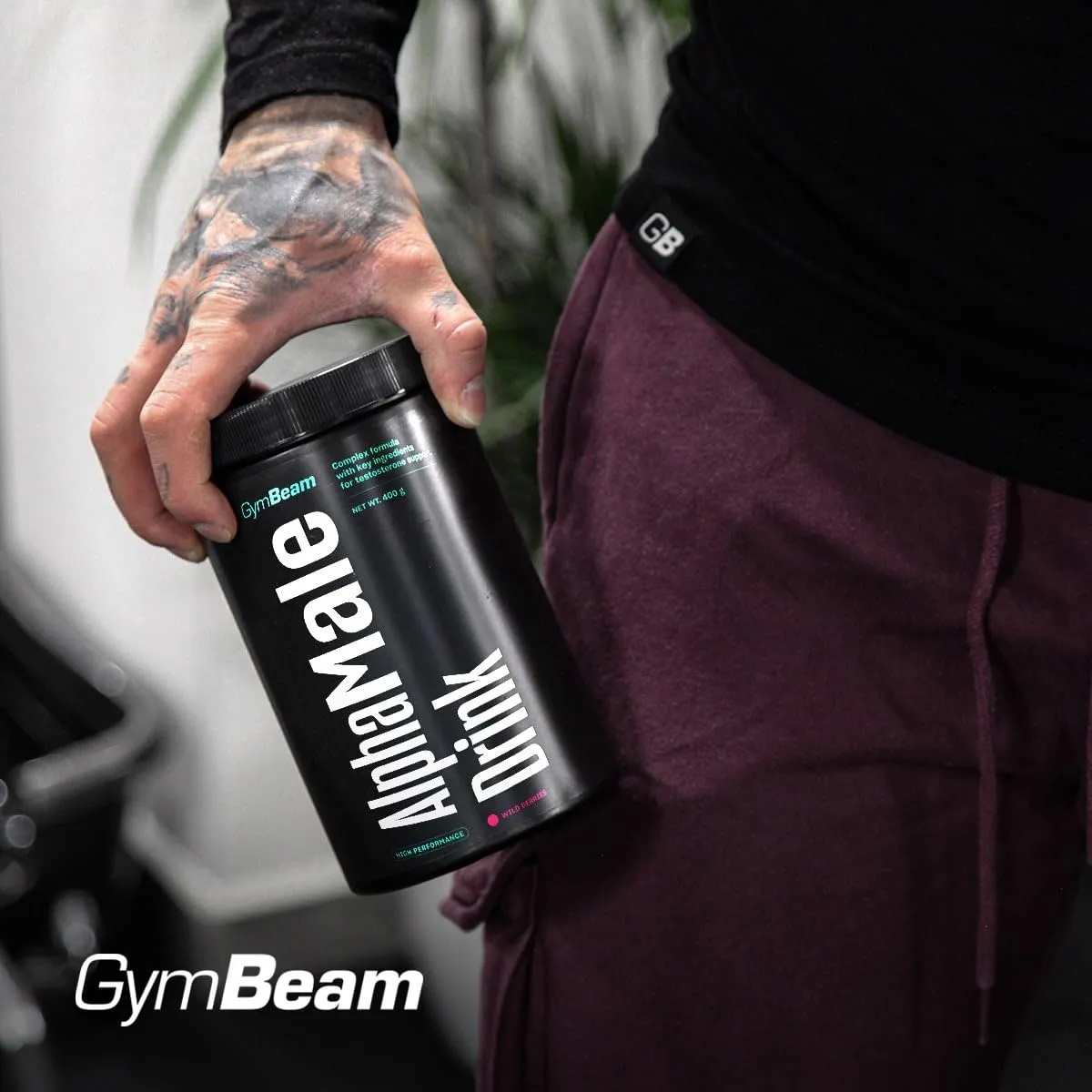 GymBeam AlphaMale Drink Pre Workout 400 g Grüner Apfel