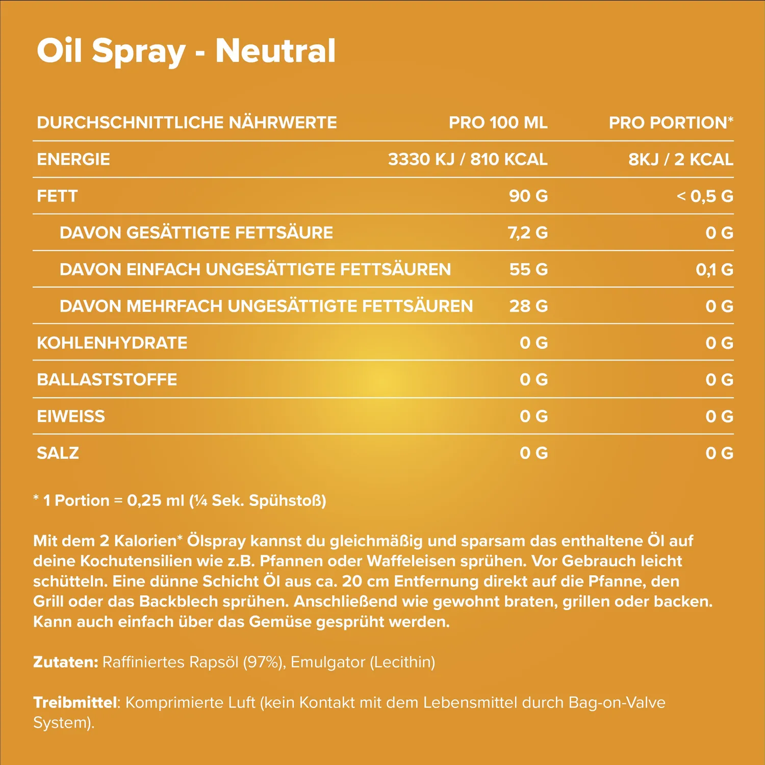 IronMaxx SqueeZero 2 kcal Ölspray Neutral 200ml vegan