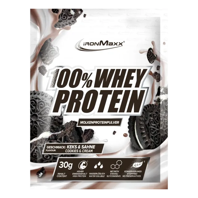 IronMaxx 100% Whey Protein Pulver 30g Cookies & Cream Einzelprobe