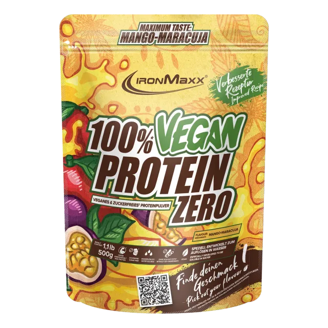IronMaxx 100% Vegan Protein Zero Pulver Mango-Maracuja 500g fruchtig