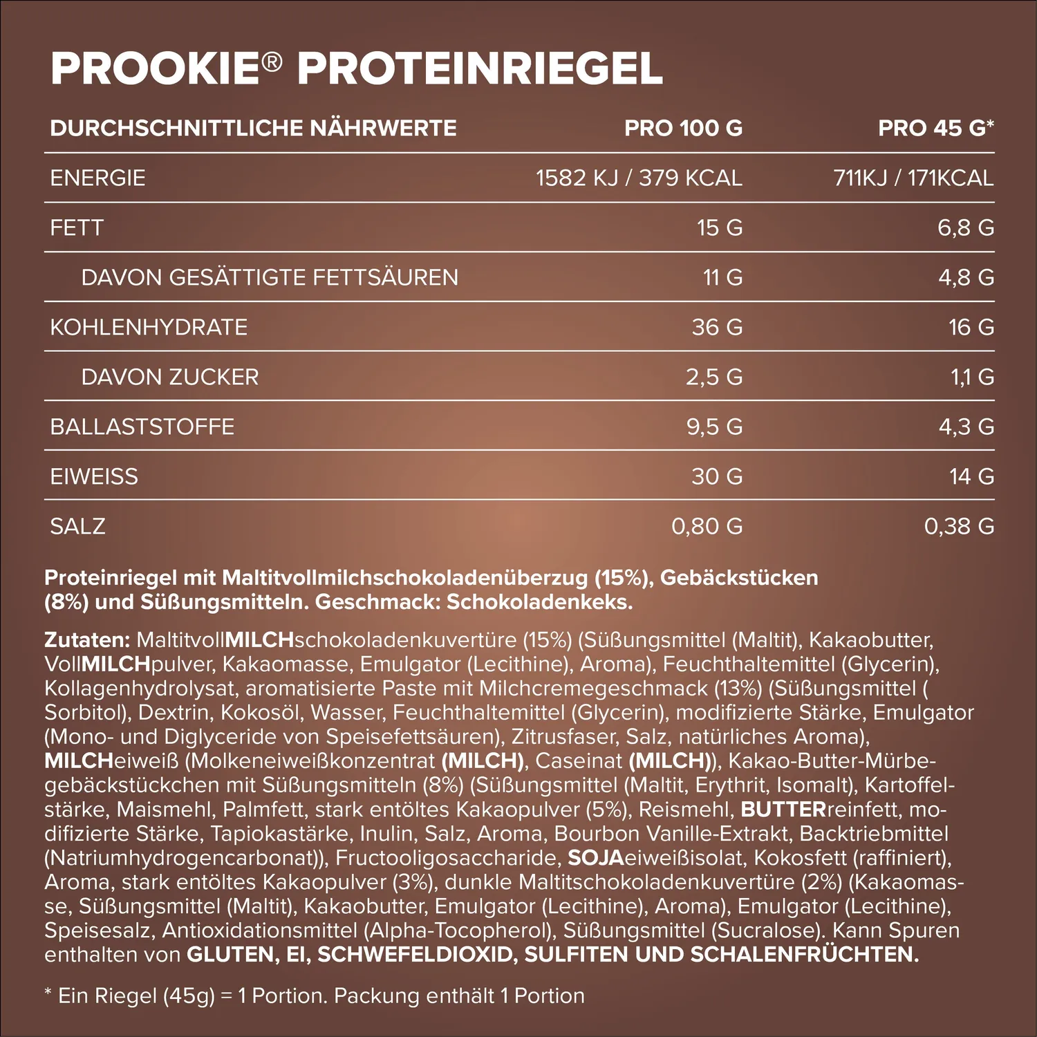 IronMaxx Prookie Proteinriegel Chocolate Cookie 45g low sugar
