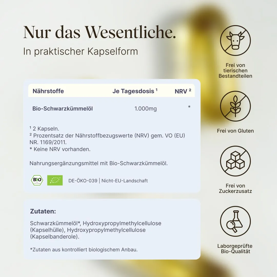 VETAIN Bio-Schwarzkümmelöl Kapseln 180 Stück Bio