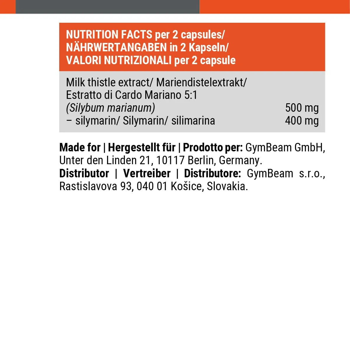 GymBeam Mariendistel Kapseln 120 Stück Silymarin