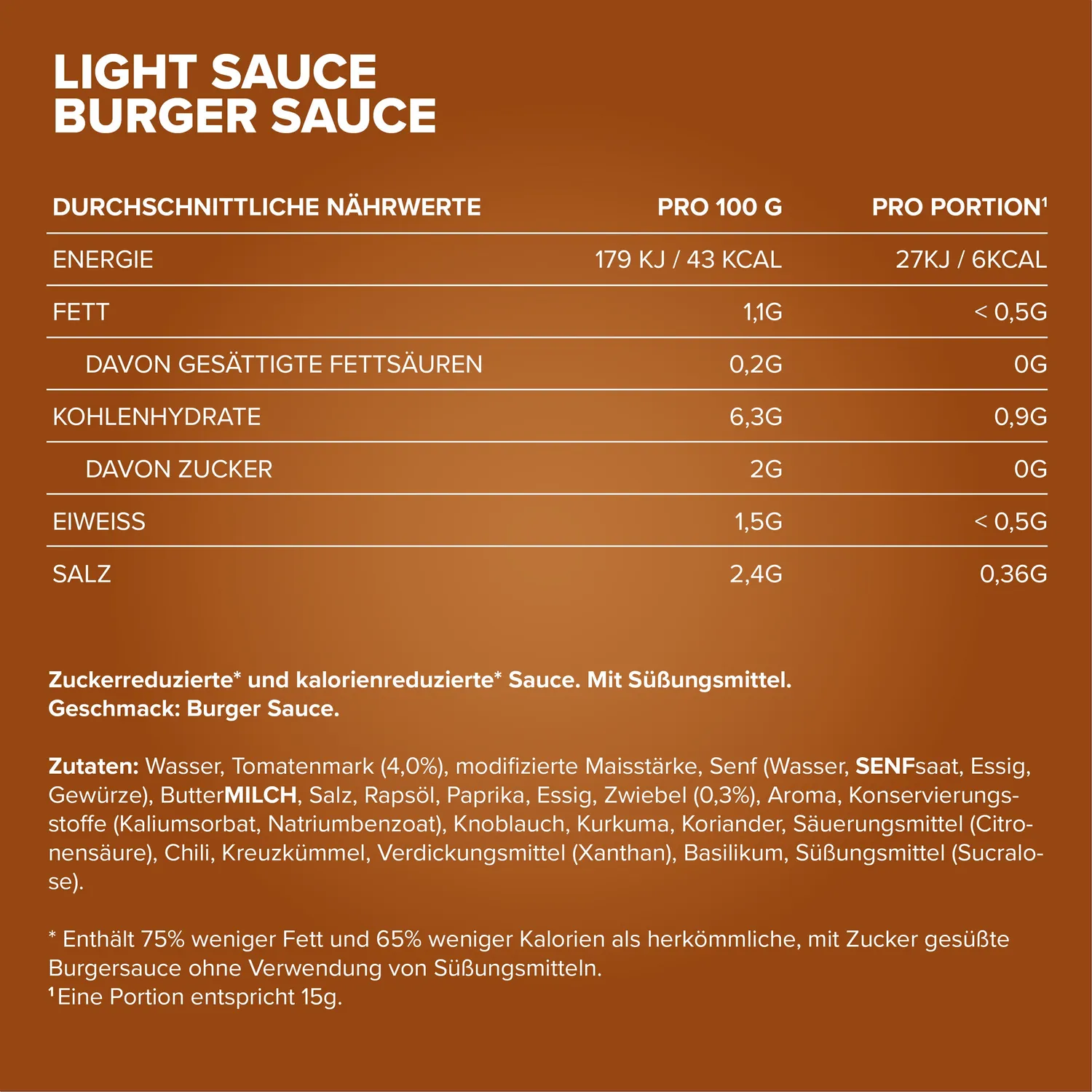 IronMaxx Light Sauce Burger Sauce 285ml kalorienarm