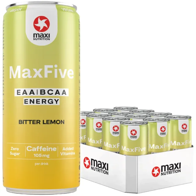 MaxiNutrition MaxFive Bitter Lemon BCAA Drink 12x330ml vegan