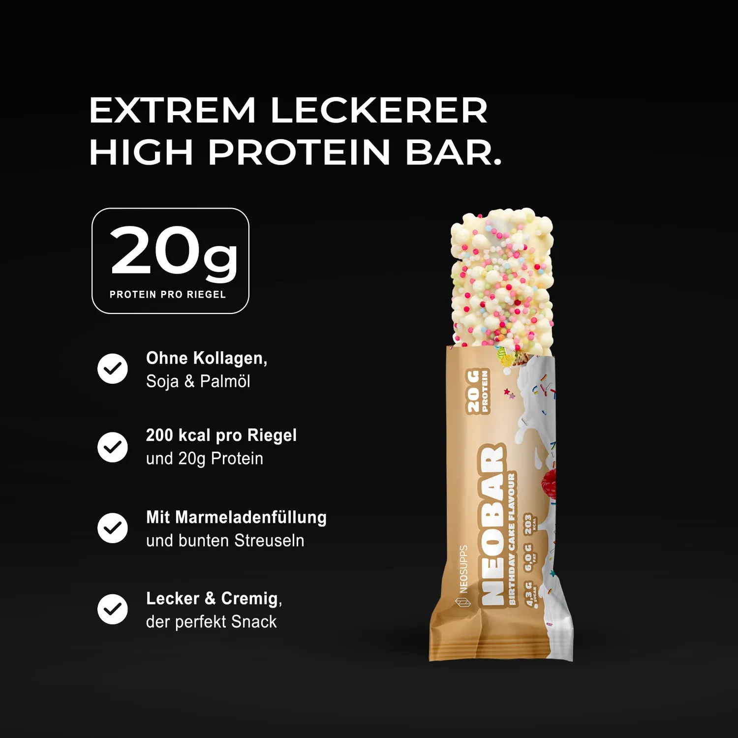 Neosupps NEOBAR Birthday Cake Proteinriegel 12x60g 20g Protein