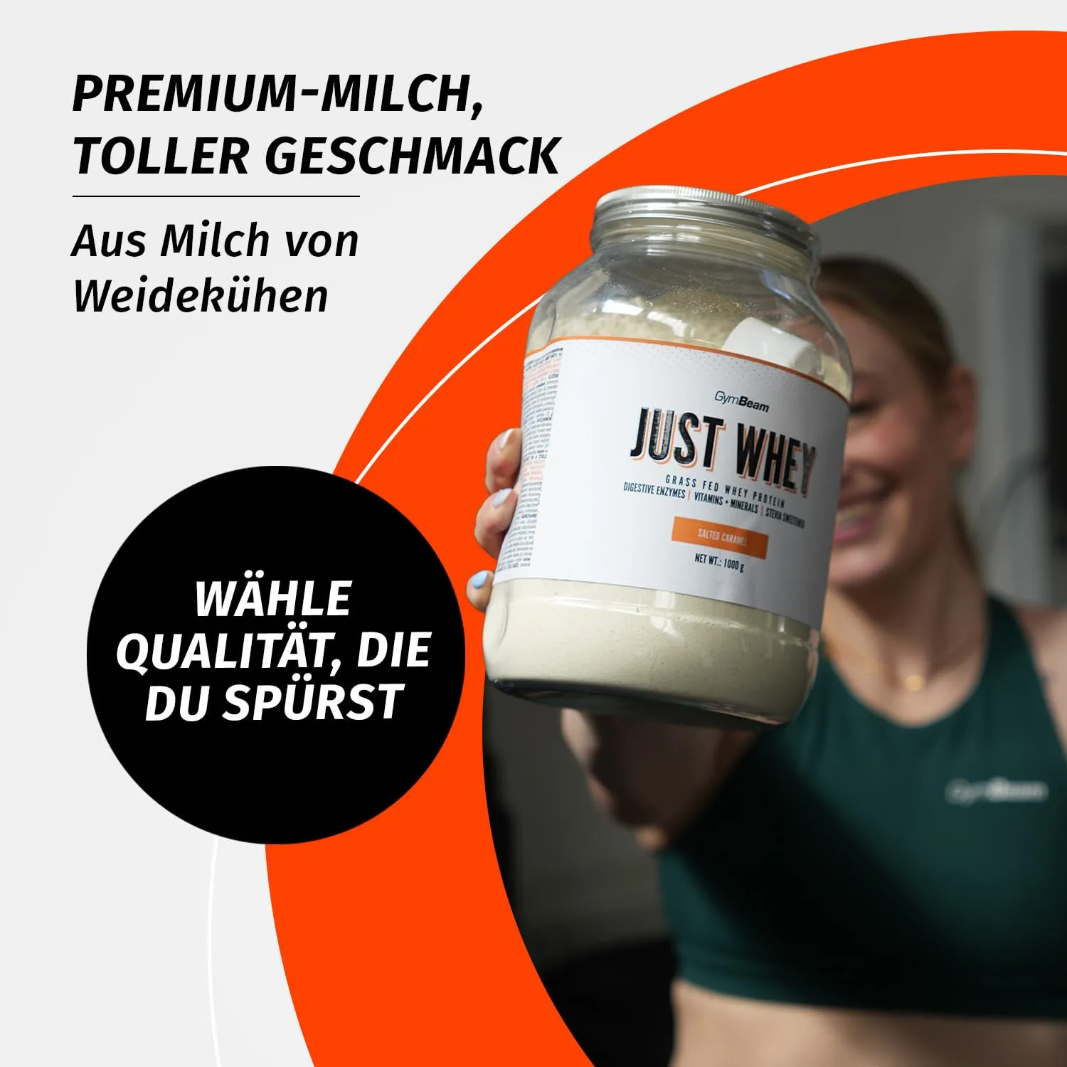 GymBeam Just Whey Proteinpulver Vanille 1000 g mit DigeZyme