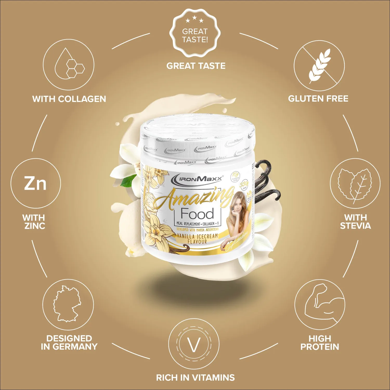 IronMaxx Amazing Food Pulver 330g Vanilla Ice Cream Diät