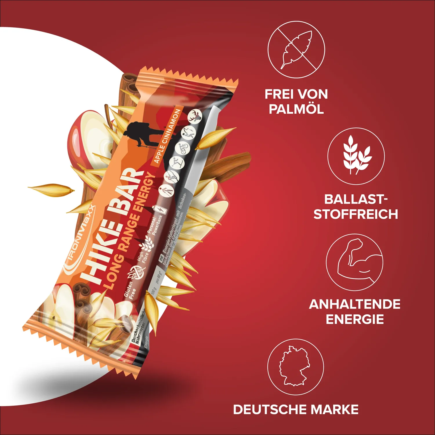 IronMaxx Hike Bar Energieriegel 60g Apple Cinnamon vegan