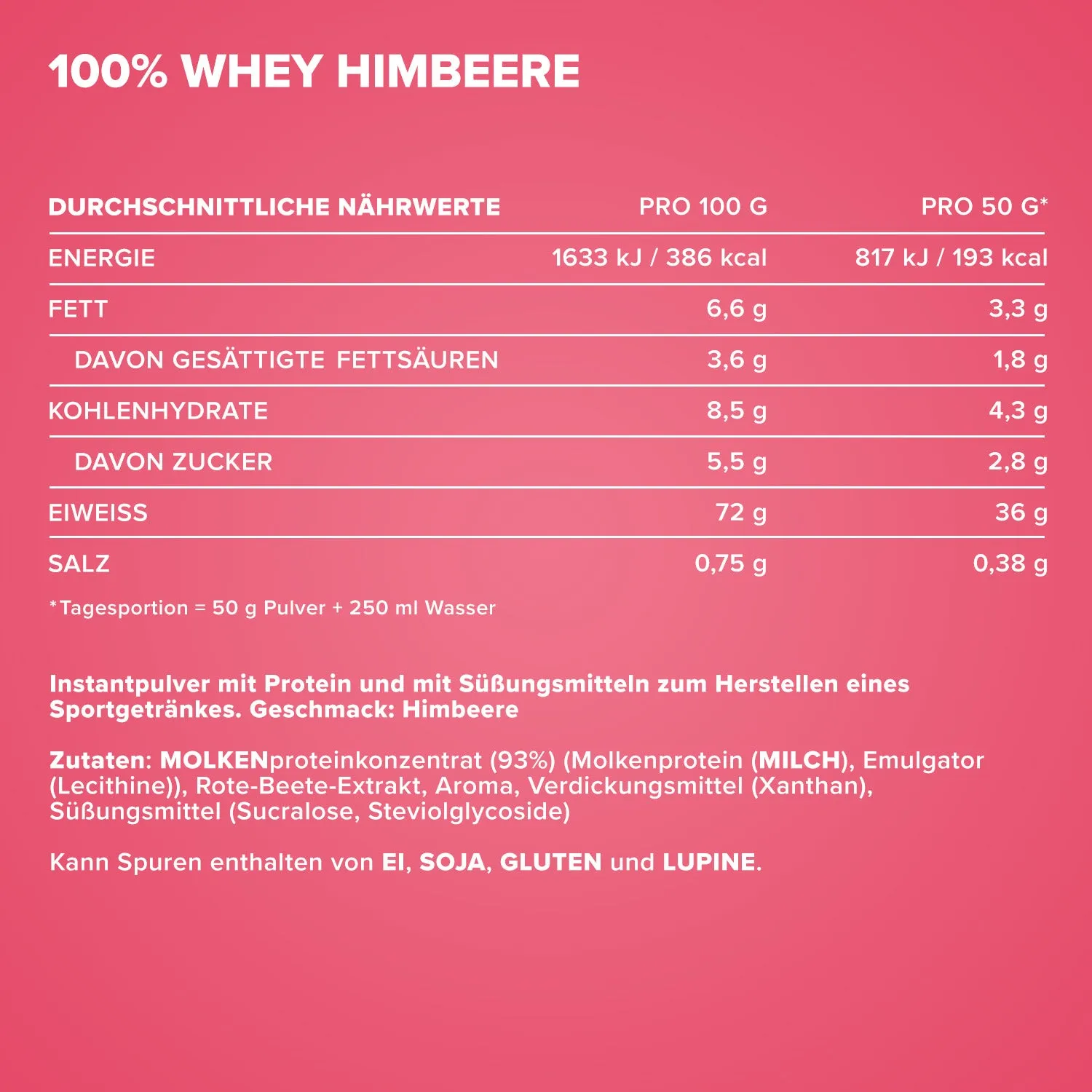 IronMaxx 100% Whey Protein 2350g Himbeere zuckerfrei