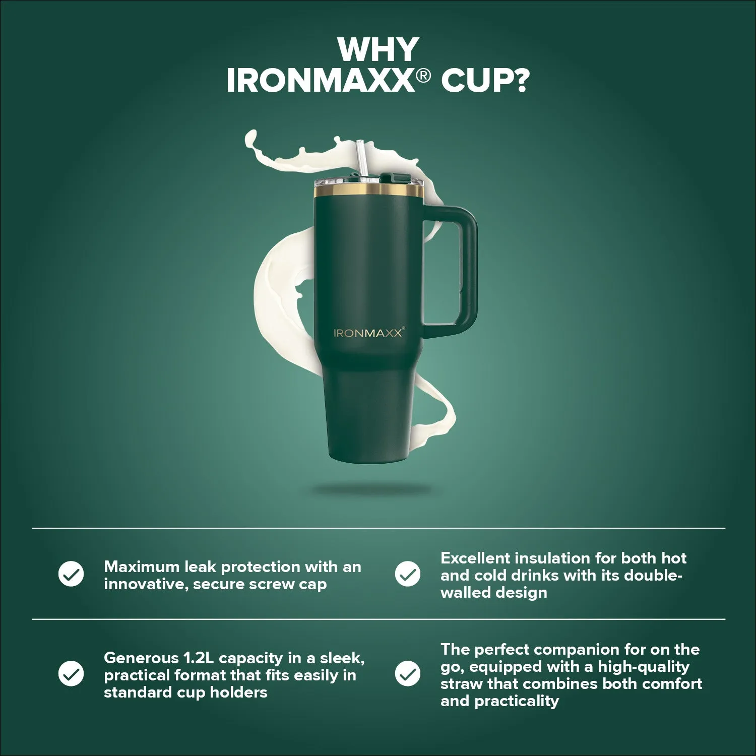 IronMaxx Cup V3.0 Trinkbecher Granite Green 1200ml