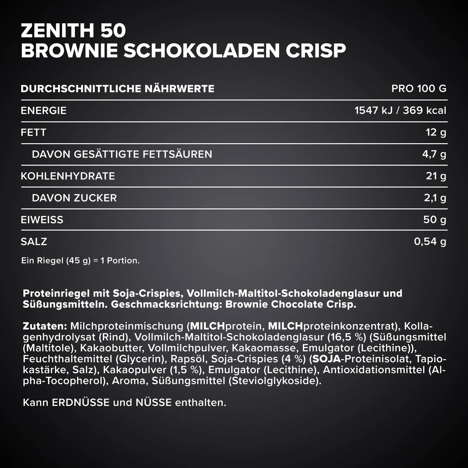 IronMaxx Zenith 50 Proteinriegel Brownie Chocolate Crisp 100g proteinreich