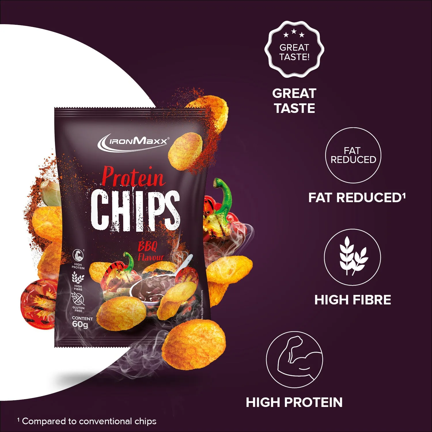 IronMaxx High Protein Chips Barbecue 60g vegan