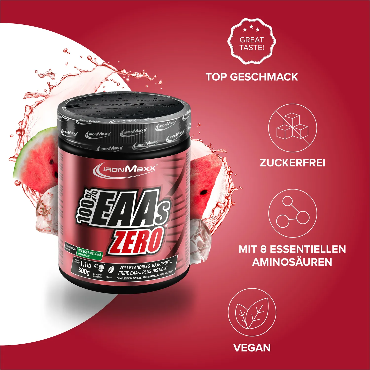 IronMaxx 100% EAAs Zero EAA Pulver 500g Melone
