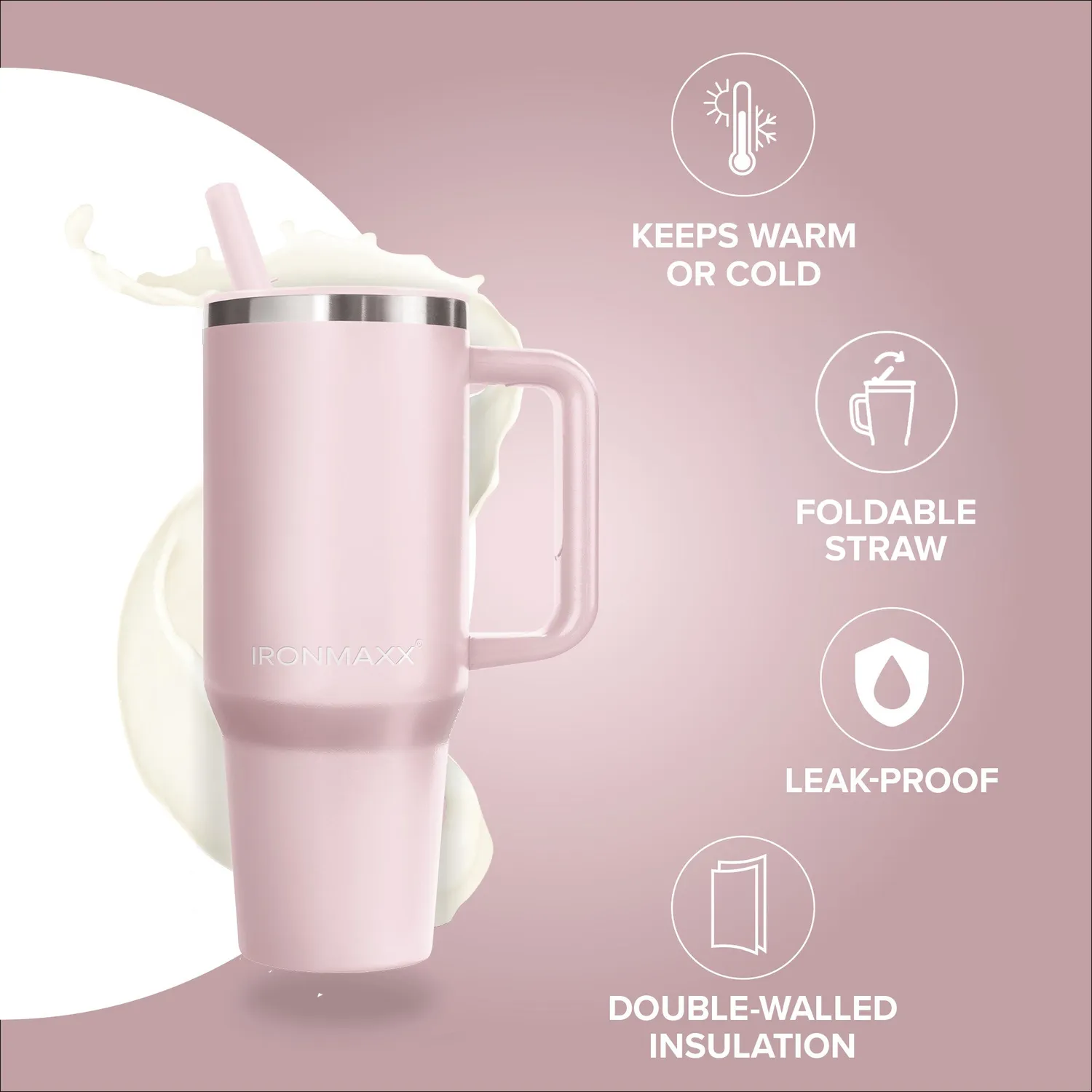 IronMaxx Cup V4.0 Trinkbecher 1200ml Rose