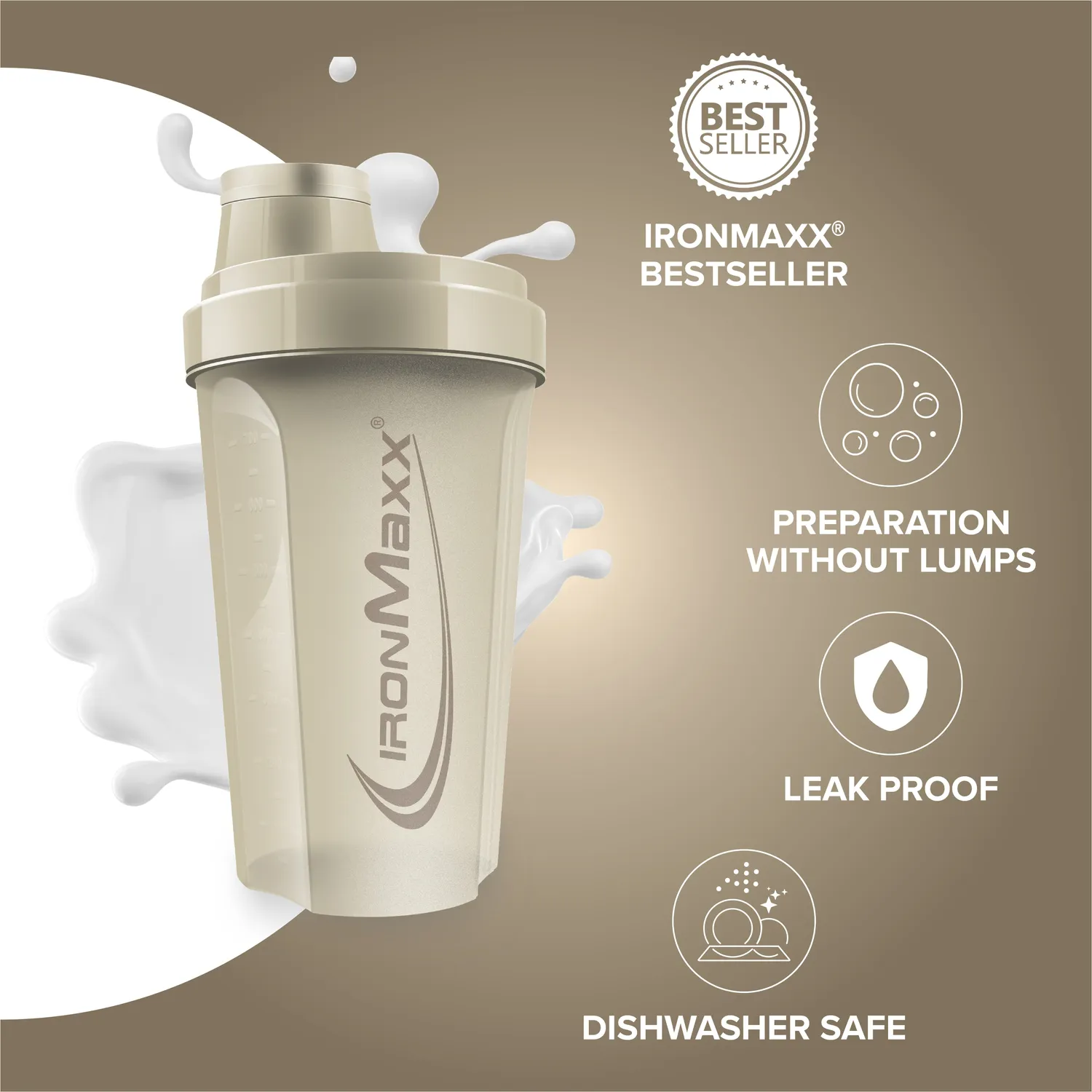 IronMaxx Sculpt Luxe Shaker 700ml Sandstone Beige BPA-frei