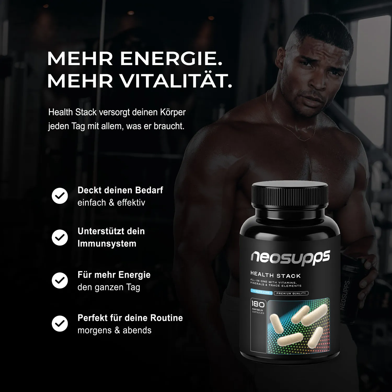 Neosupps Health Stack Vitaminkapseln 180 Kapseln All-in-One vegan