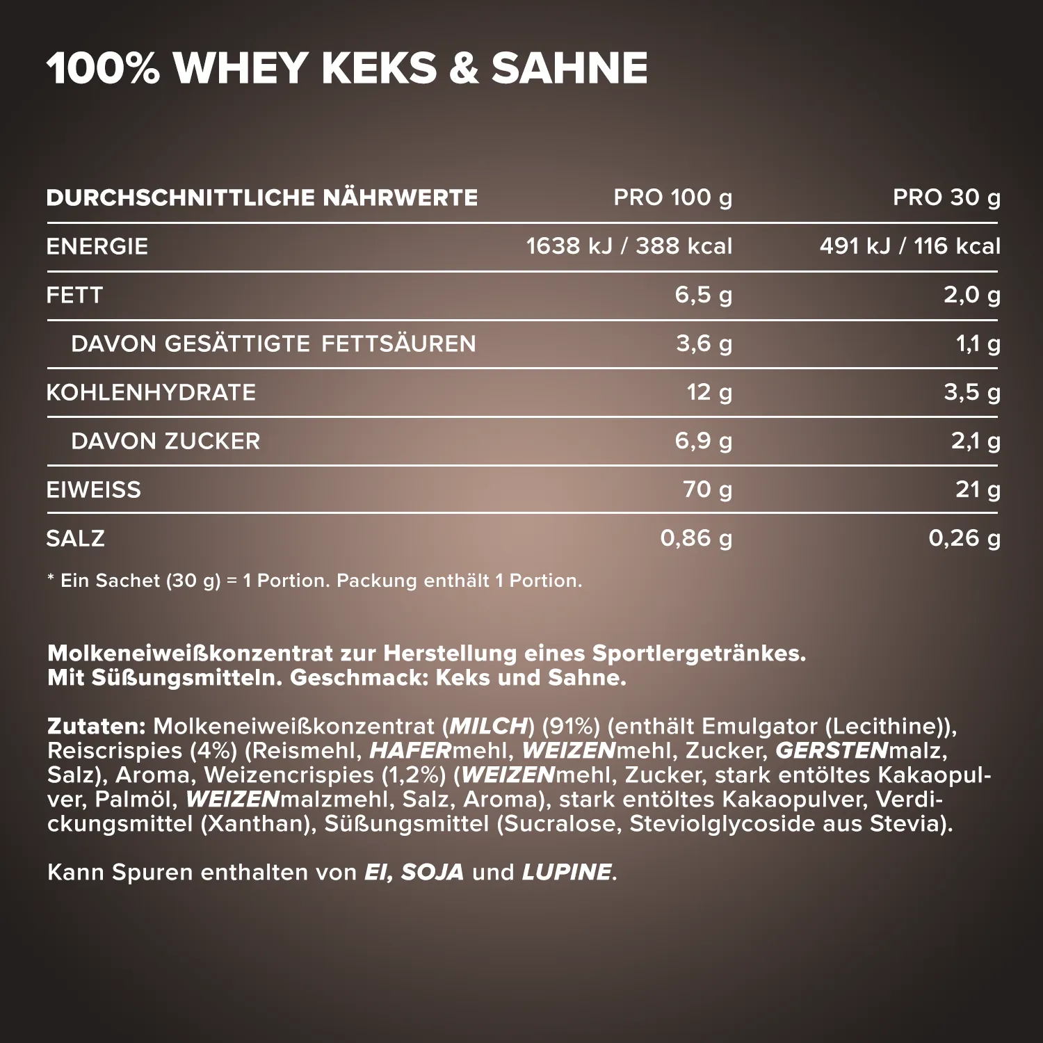IronMaxx 100% Whey Protein Cookies Cream Protein Pulver 10x30g