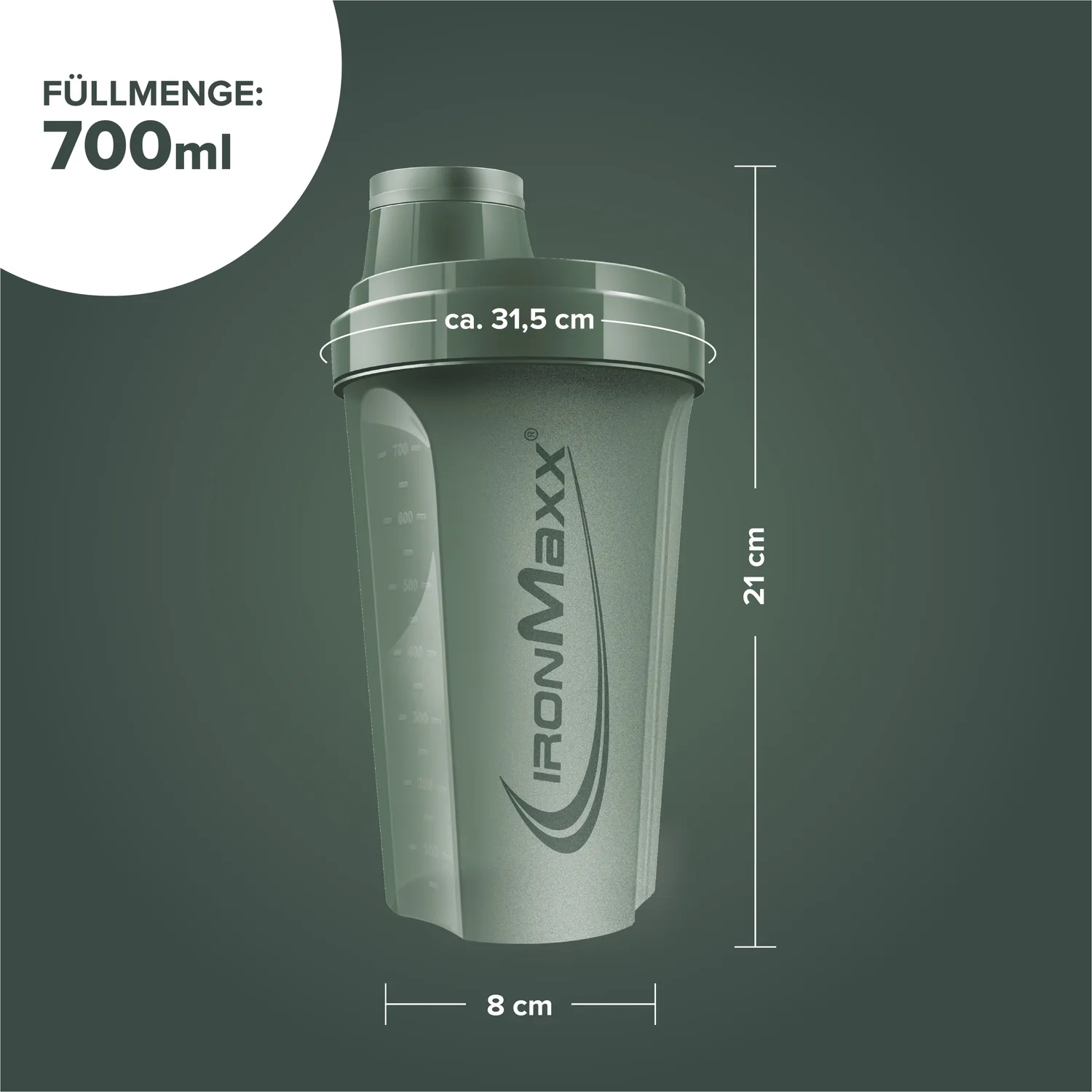 IronMaxx Shaker Mineral Green 700ml BPA-frei Sieb