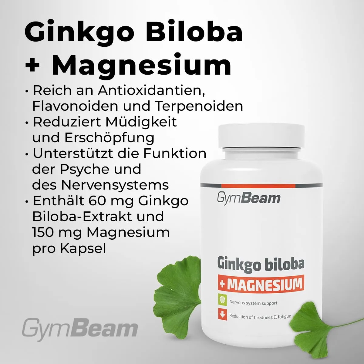 GymBeam Ginkgo Biloba Magnesium Kapseln 90 Stück