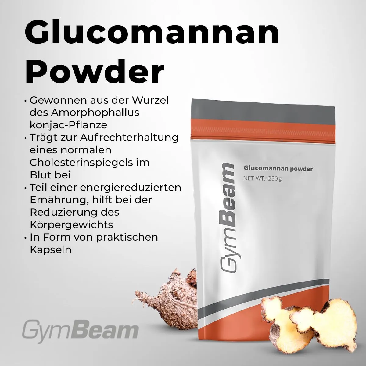 GymBeam Glucomannan Pulver 250g Konjak Ballaststoff