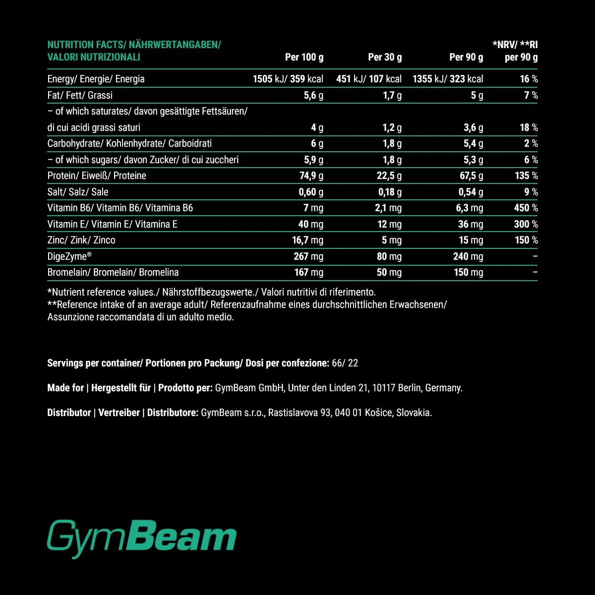 GymBeam HydroFue Whey 2000 g Erdbeere 75,2% Protein