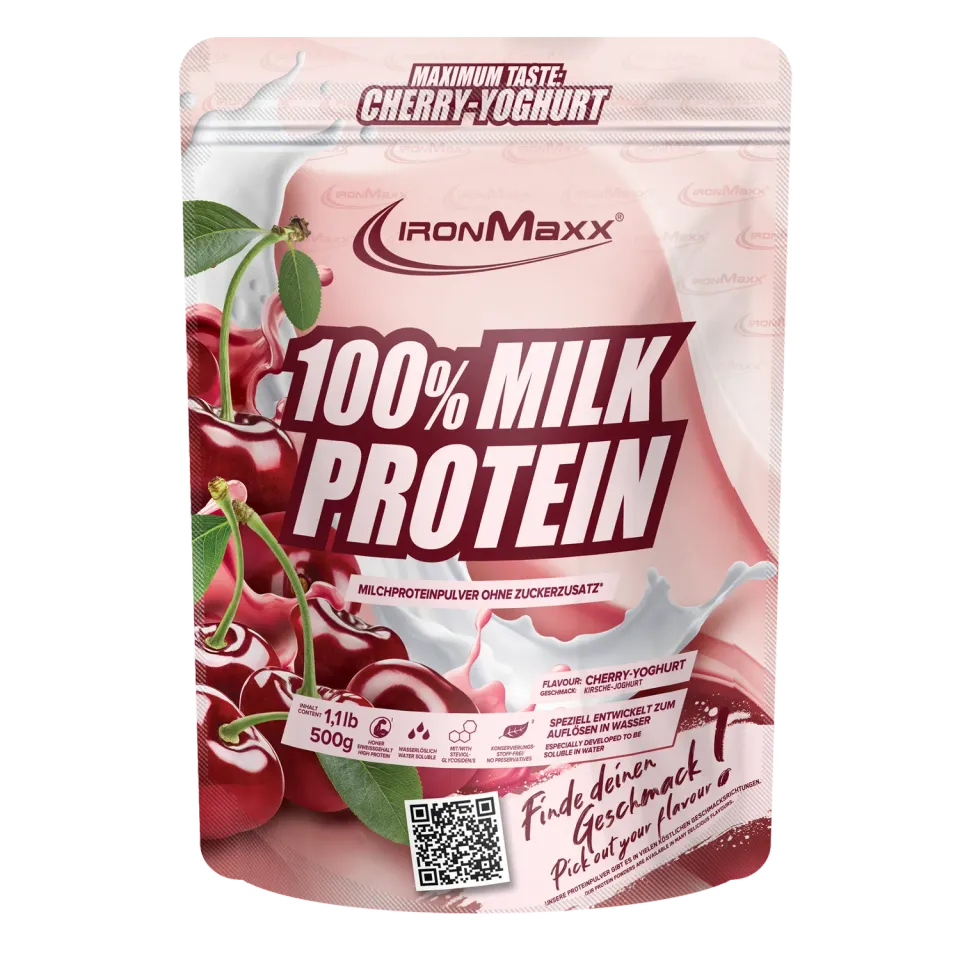 IronMaxx 100% Milk-Protein 500g Cherry Yoghurt Slow Release Casein