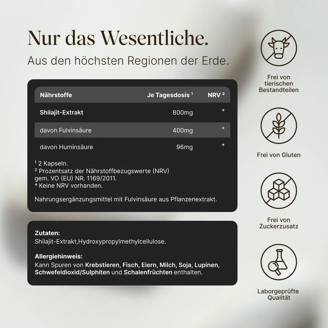 VETAIN Shilajit Kapseln 120 hochdosiert 50% Fulvinsäure