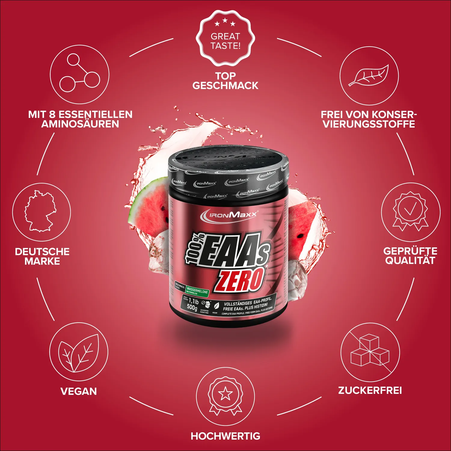 IronMaxx 100% EAAs Zero EAA Pulver 500g Melone