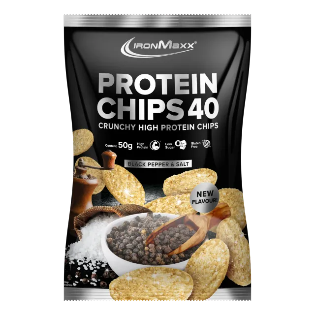 IronMaxx Protein Chips 40 Snack Salt & Pepper 50g proteinreich