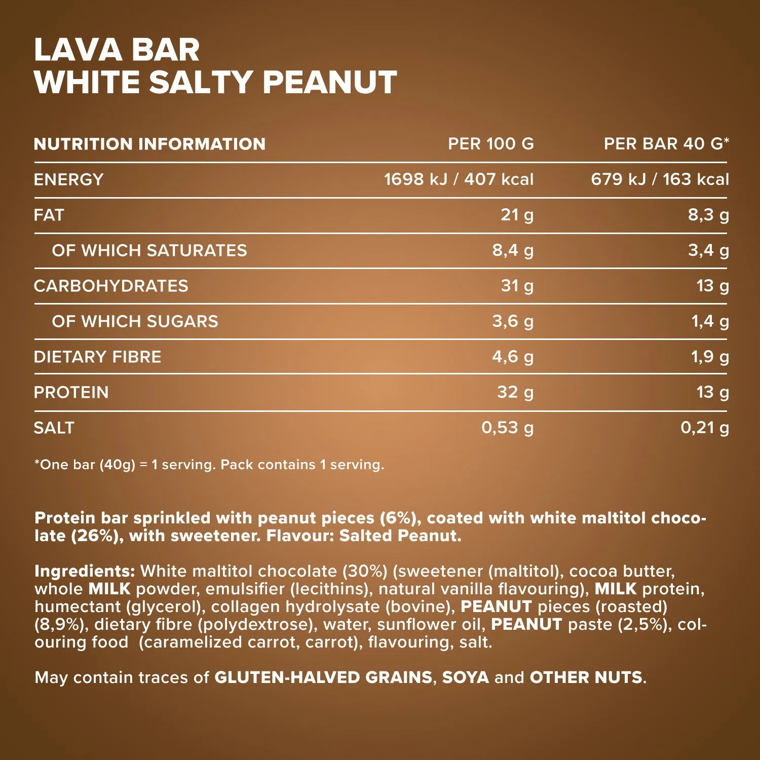IronMaxx Lava Bar Proteinriegel 40g White Salty Peanut