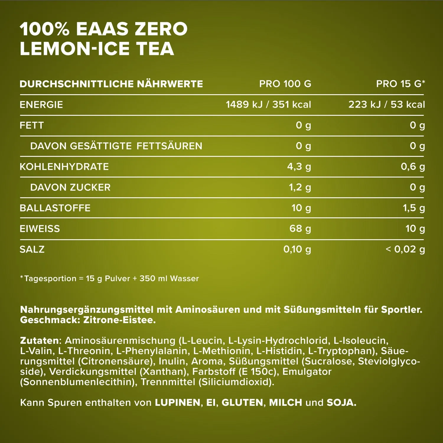 IronMaxx 100% EAAs Zero EAA Pulver Lemon Icetea 500g