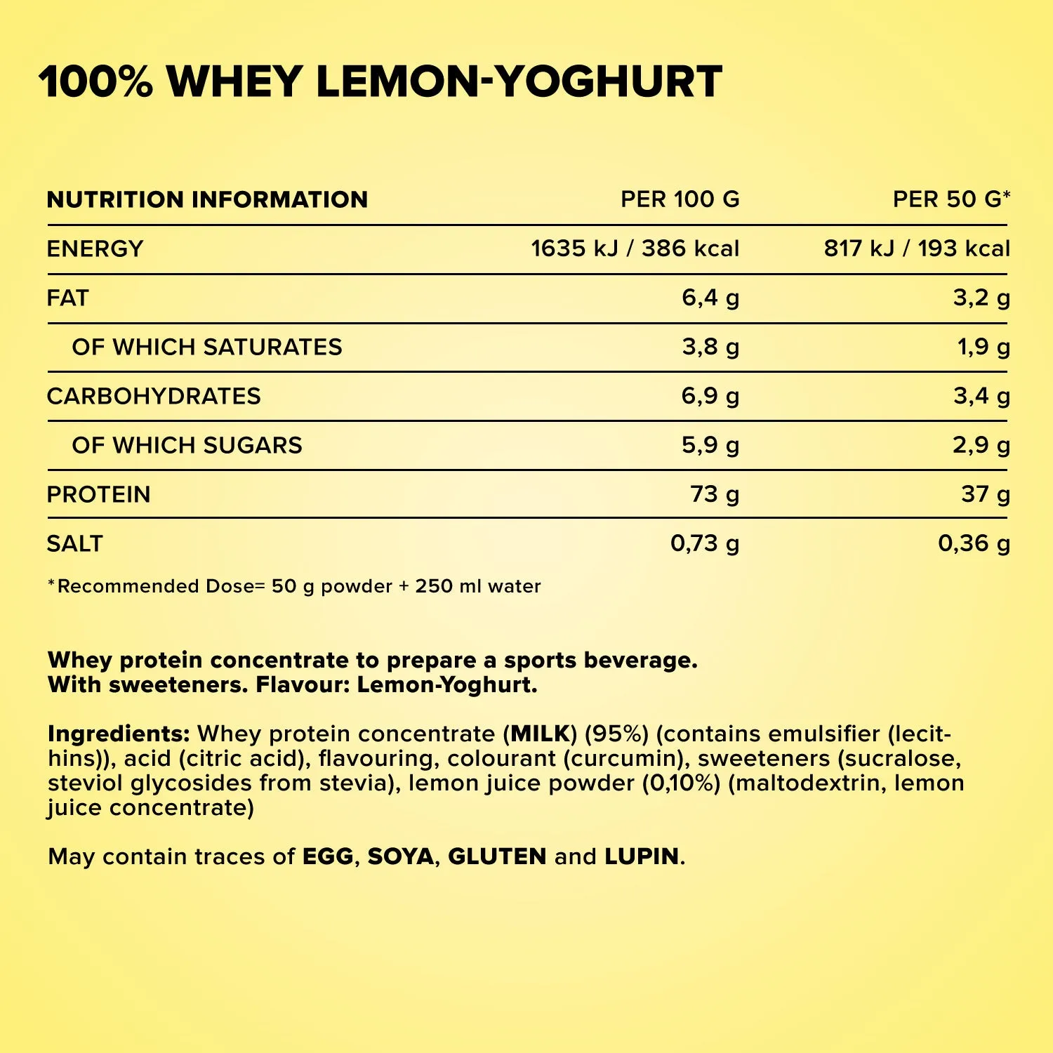 IronMaxx 100% Whey Protein Pulver Lemon-Yoghurt 2350g zuckerfrei