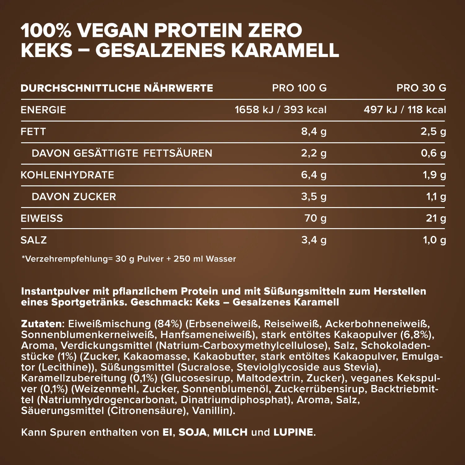 IronMaxx 100% Vegan Protein Zero Pulver 500g Cookie Caramel