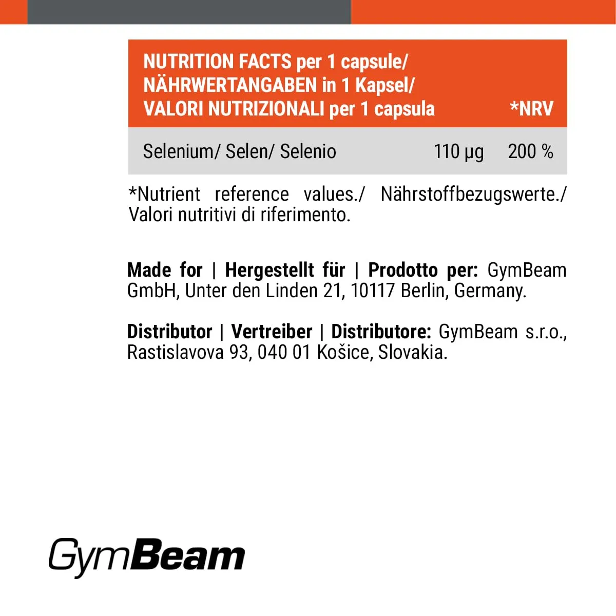 GymBeam Selen Tabletten hochdosiert vegan 90 Kapseln