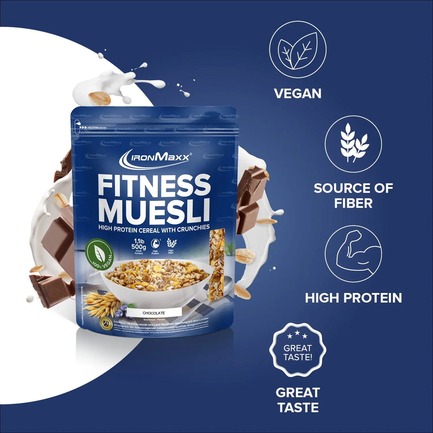 IronMaxx Fitness Müsli Chocolate Müsli 500g proteinreich