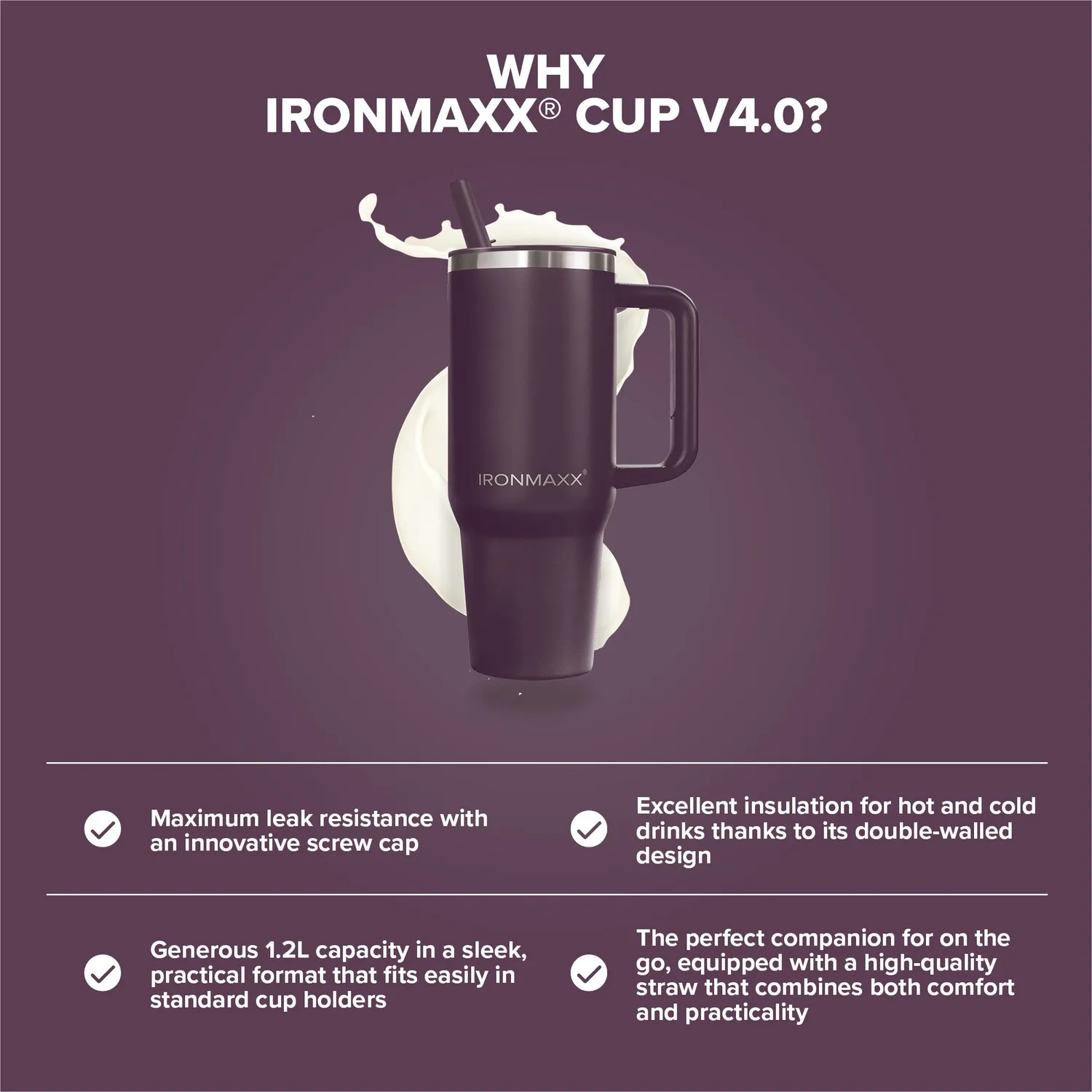 IronMaxx Cup V4.0 Trinkbecher 1200ml Liquid Cherry